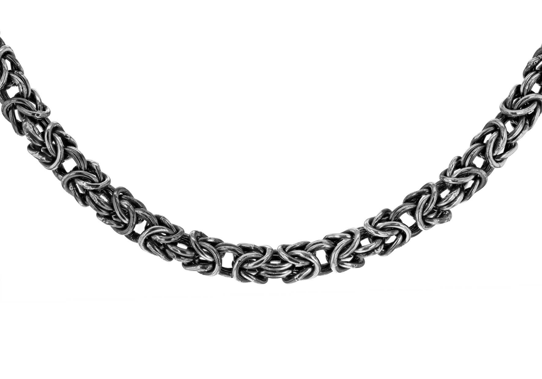 Sterling Silver Oxidized Byzantine Chain Necklace