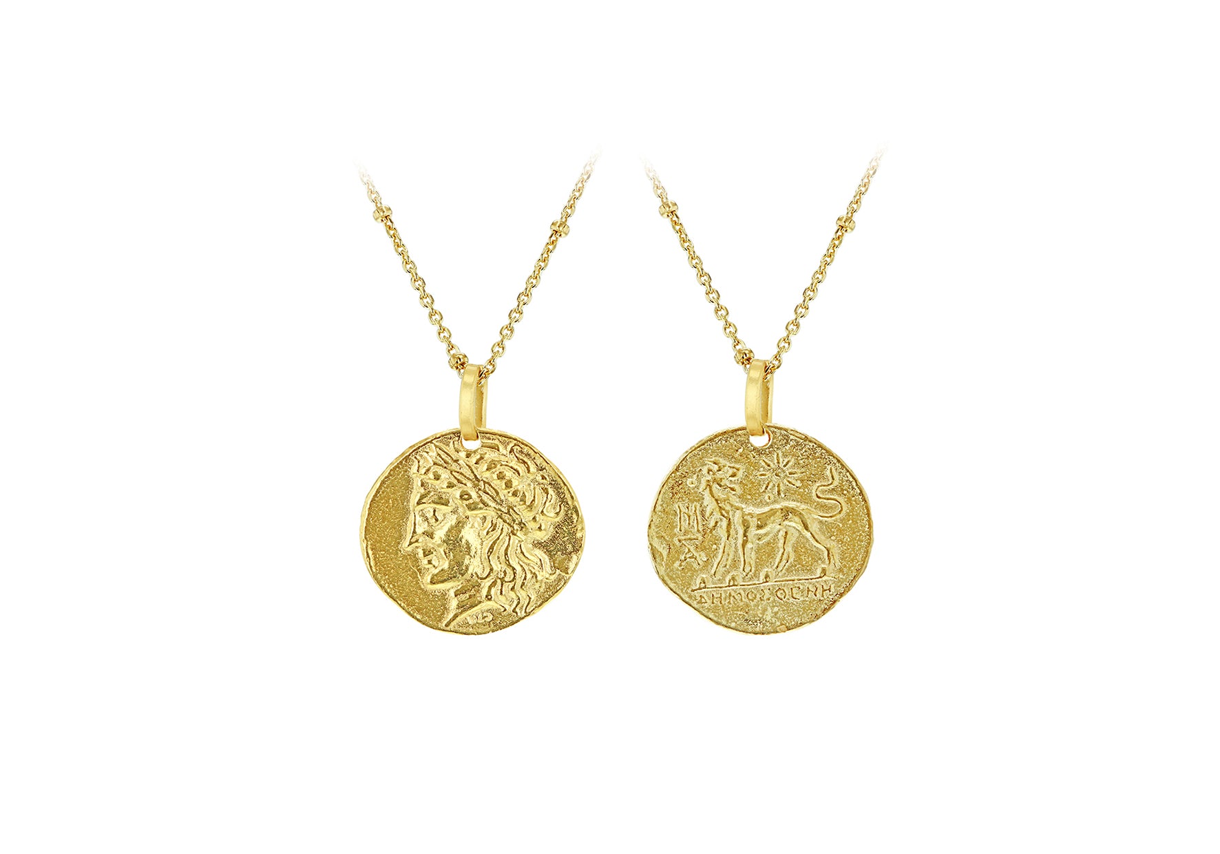 Yellow Gold Plated Sterling Silver Roman Coin Reversable Necklace