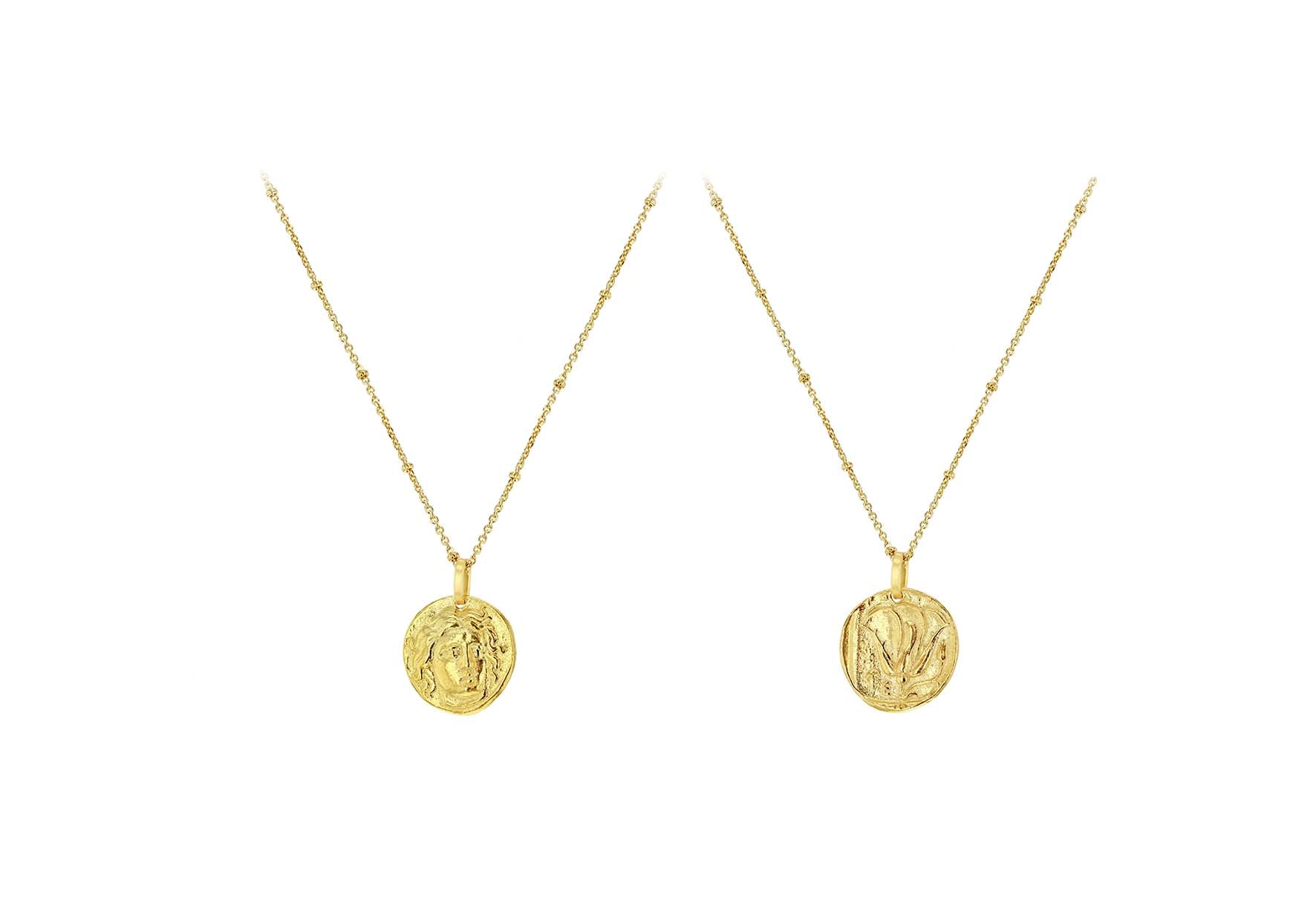 Gold Plated Sterling Silver Roman Coin Reversible Pendant Necklace
