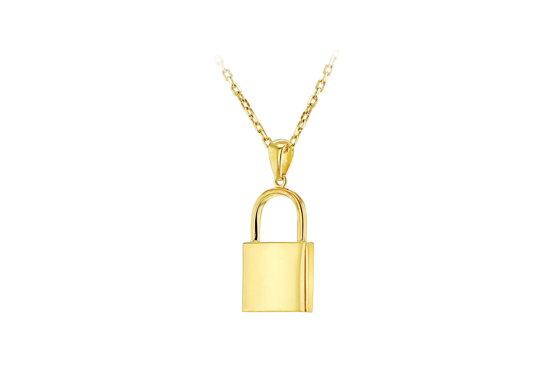 Gold Plated Sterling Silver Padlock Necklace