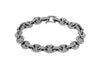 Sterling Silver Black Rhodium & White Zirconia Encrusted Bean Links Bracelet