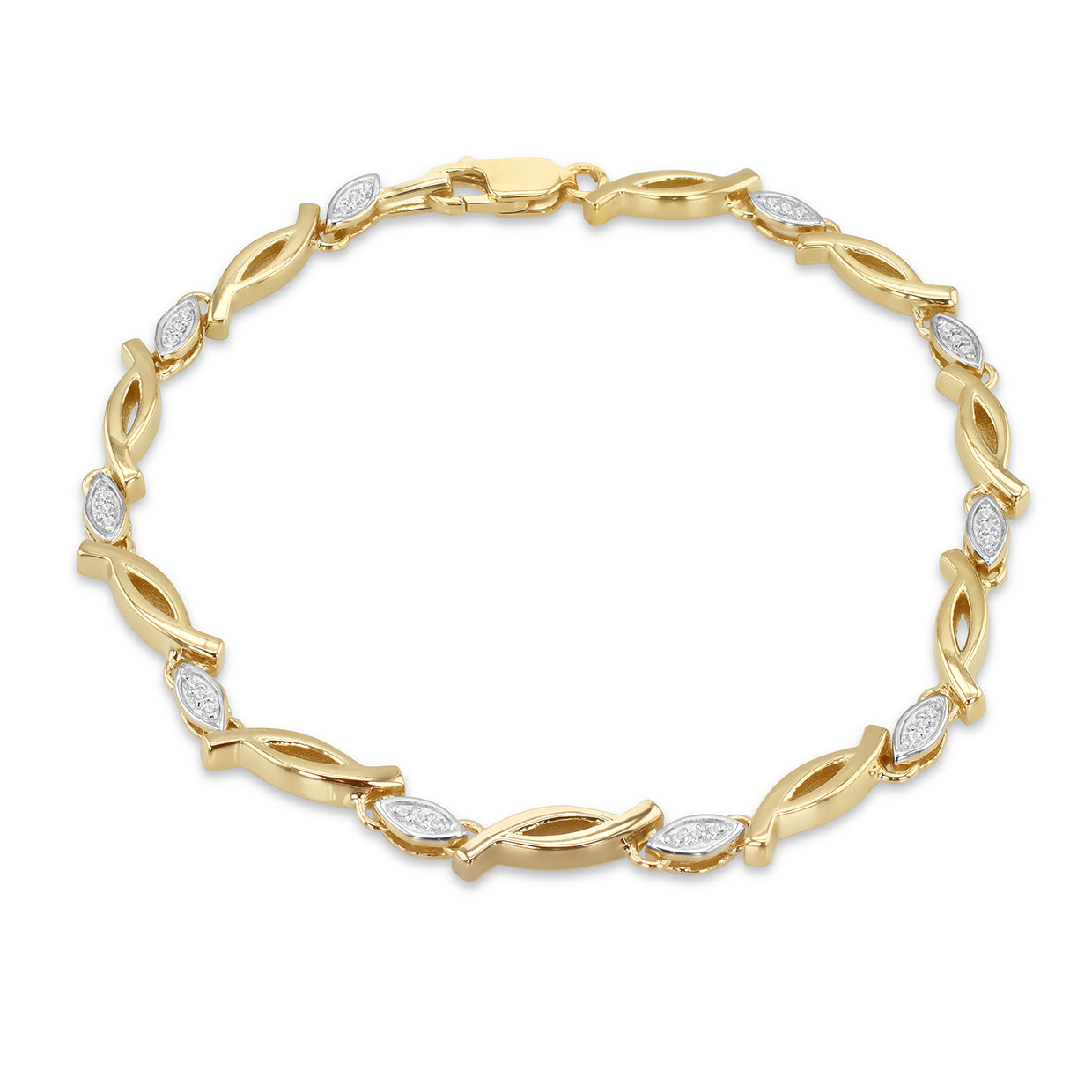 Gold Plated Sterling Silver 0.15ct Lab Diamond Hugs & Kisses Bracelet
