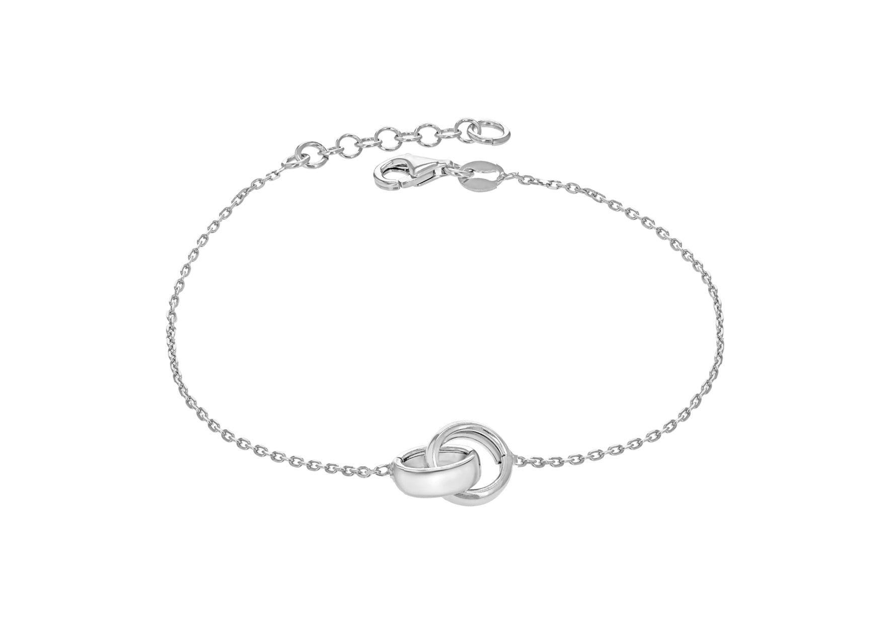 Sterling Silver Rhodium Plated Double Linked Rings Bracelet