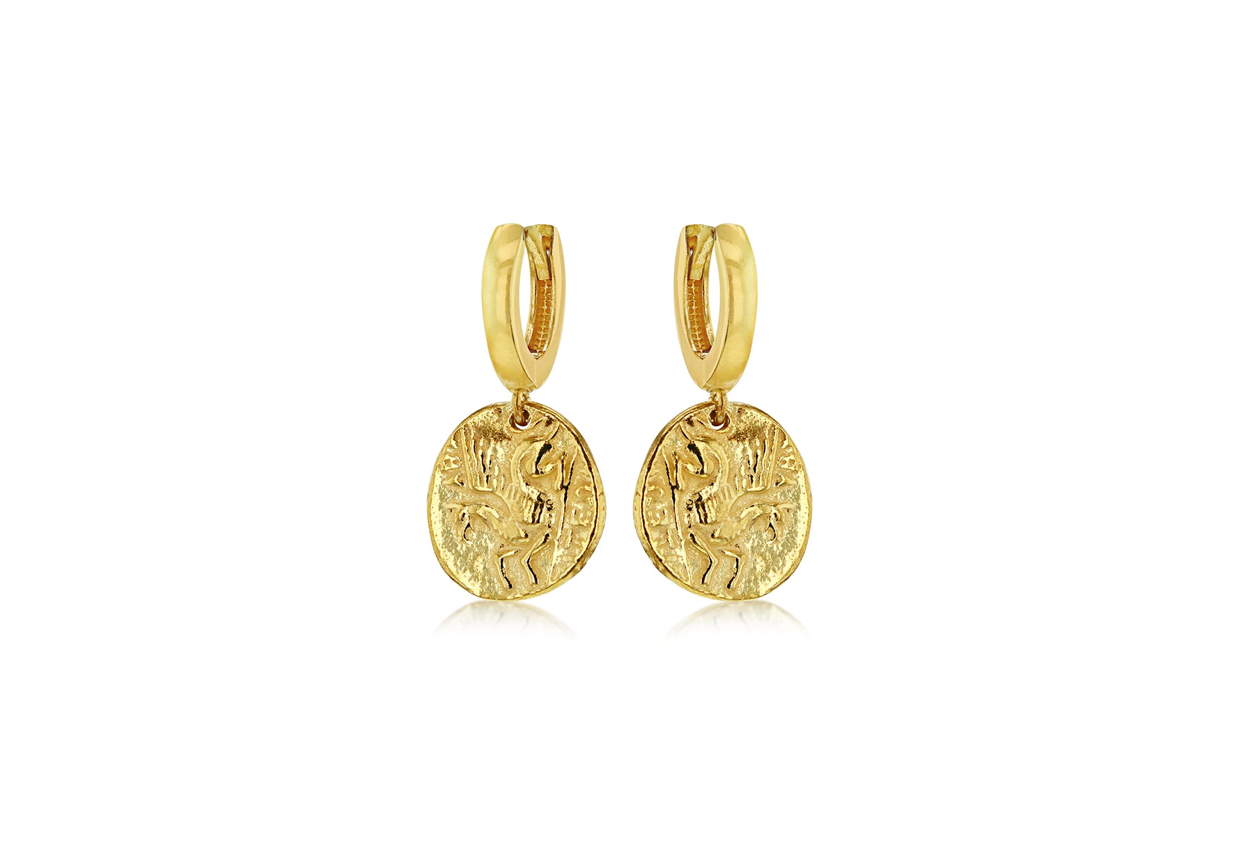 Gold Plated Sterling Silver Roman Coin Reversible Earrings