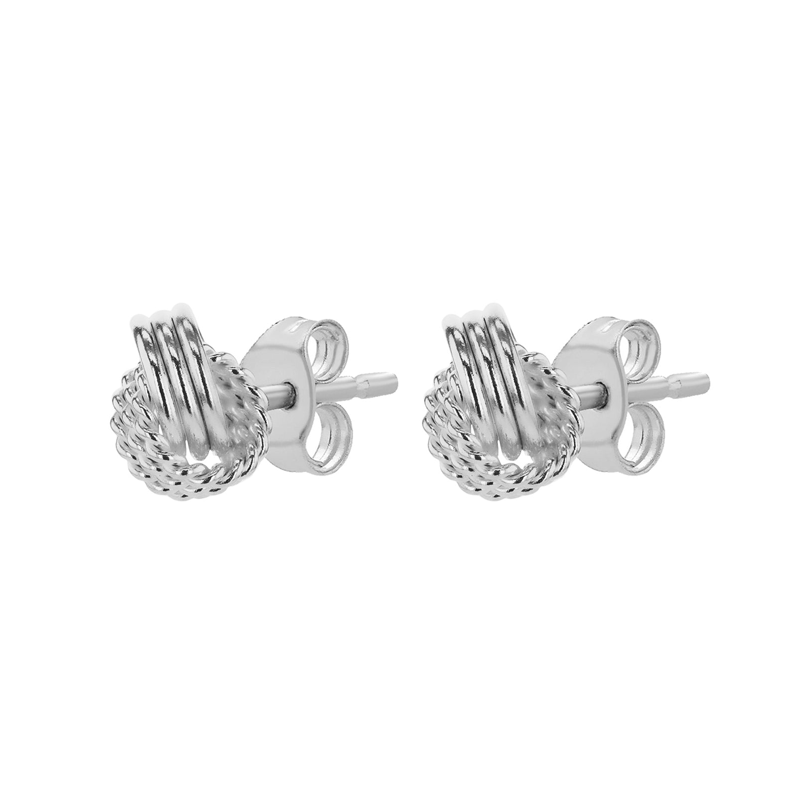 Sterling Silver Polished and Textured Knot Stud Earrings