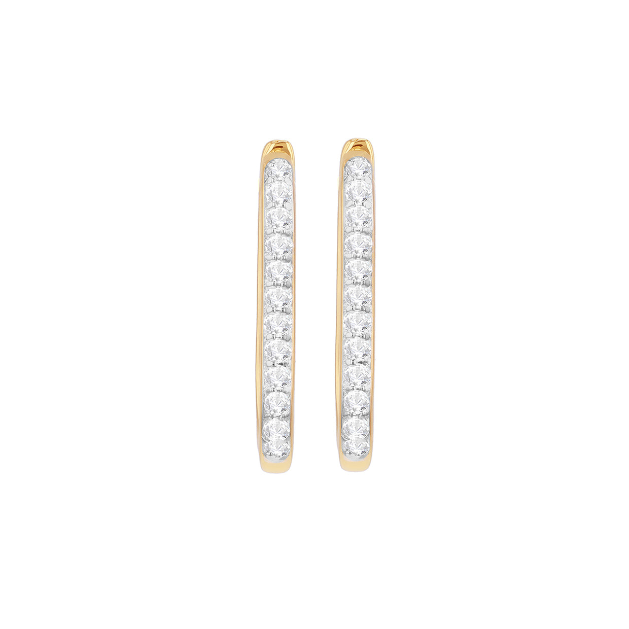 Позлатени сребърни обеци тип "халкички" с лабораторни диаманти 0,35 ct
