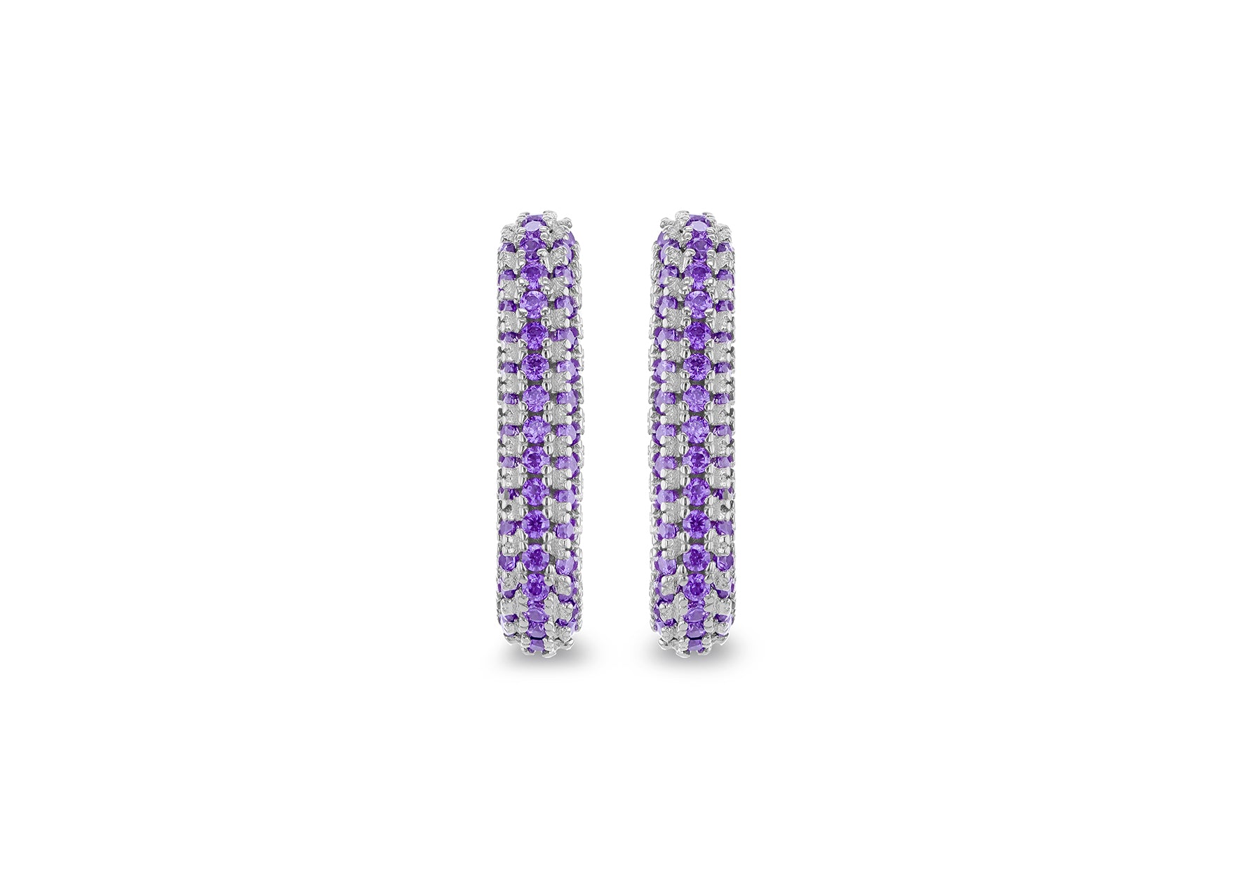 Sterling Silver Violet Zirconia Box Earrings