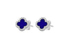 Sterling Silver Blue Lazurite & White Zirconia Clover Stud Earrings