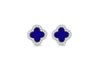Sterling Silver Blue Lazurite & White Zirconia Clover Stud Earrings