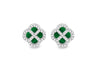 Sterling Silver Malachite & White Zirconia Clover Stud Earrings