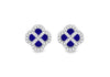 Sterling Silver Blue Lazurite Clover & White Zirconia Stud Earrings