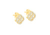 Gold Plated Silver Mother Of Pearl Clover & White Zirconia Stud Earrings
