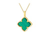 Gold Plated Sterling Silver Malachite Flower & White Zirconia Pendant