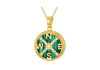 Gold Plated Sterling Silver Malachite & White Zirconia Compass Pendant