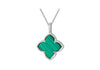 Sterling Silver Flower Malachite & White Zirconia Pendant