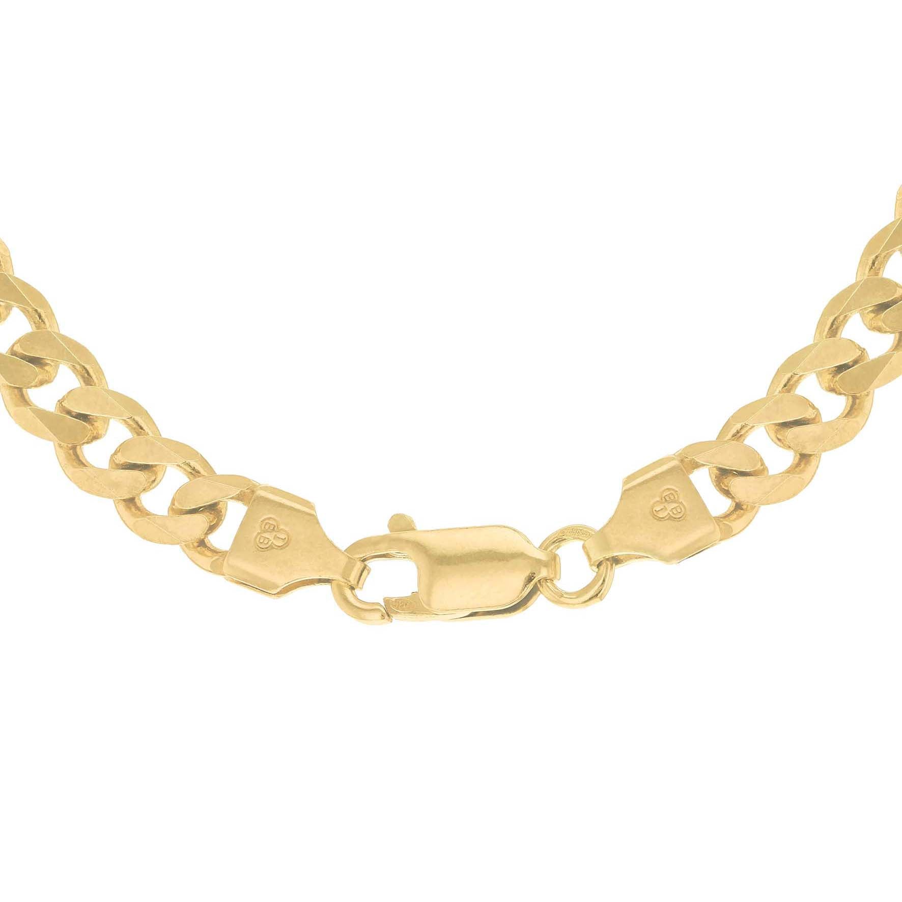 Sterling Silver Yellow Gold Plated 165 Curb Chain