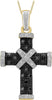 9ct Yellow Gold 0.25ct Black and White Diamond Cross Pendant