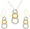 9ct Yellow & White Gold Triple-Loop Earrings and Necklace Set