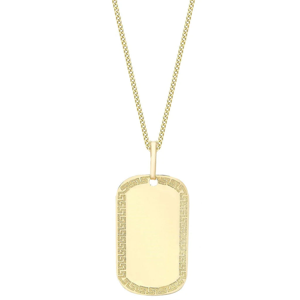 9ct Yellow Gold Grecian Dog Tag Pendant