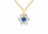 9ct Gold Blue and White Zirconia Daisy Cluster Pendant Necklace