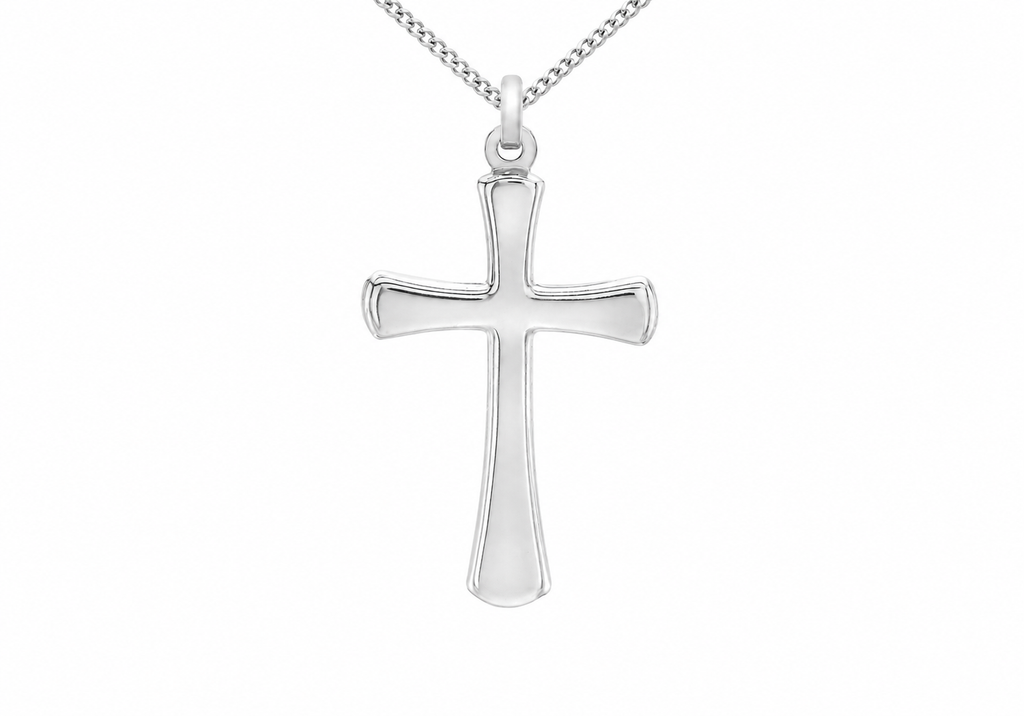 9ct Gold Flared Cross Pendant Necklace