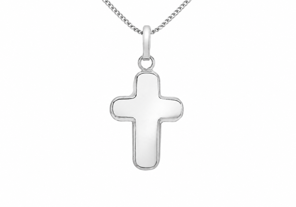 9ct Gold Rounded Cross Pendant Necklace