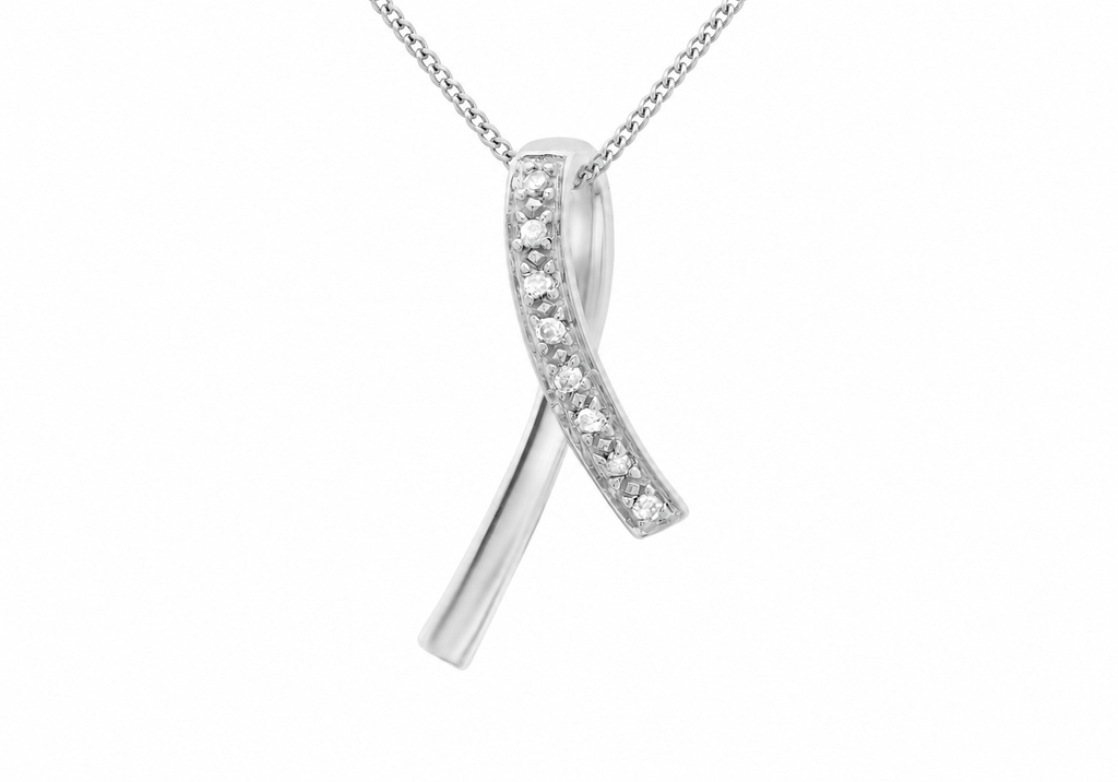 9ct White Gold 0.04ct Diamond Crossover Slider Pendant