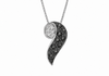 9ct White Gold 0.15ct Black & White Diamond Comma Slider Pendant