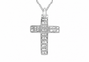 9ct White Gold 0.20ct Pave Set Diamond Cross Pendant