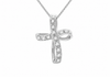 9ct White Gold 10ct Diamond Ribbon Cross Slider Pendant