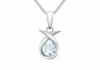 9ct White Gold Aquamarine Crossover Teardrop Pendant