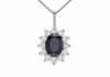 9ct White Gold Black Sapphire & White Zirconia Cluster Pendant