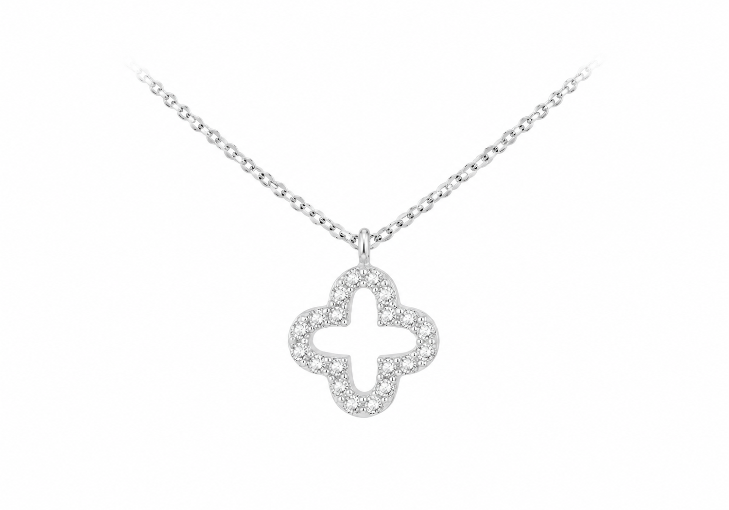 9ct White Gold Zirconia Petal Necklace