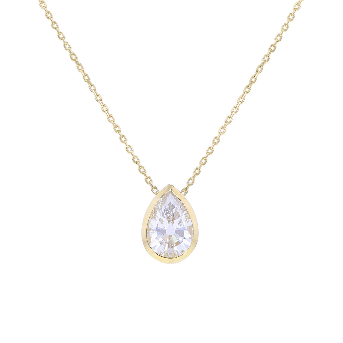 9ct Yellow Gold Pear-Cut Zirconia Slider Necklace