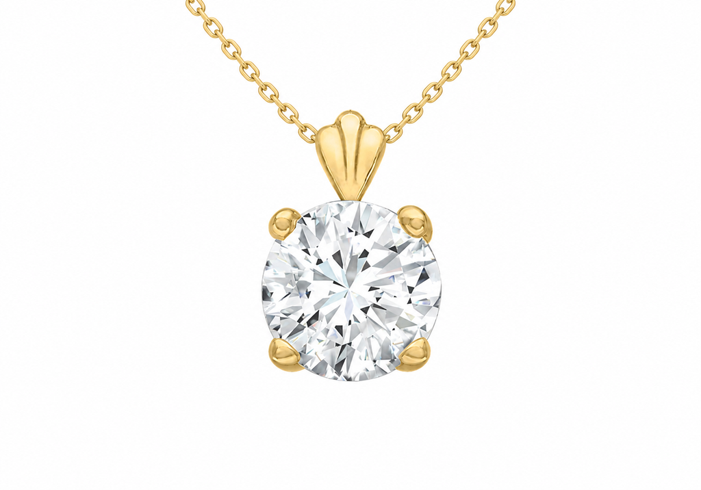 9ct Yellow Gold Round Zirconia Pendant