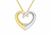 9ct Yellow & White Gold Zirconia Interwoven Heart Pendant