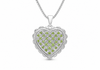 18ct White Gold Peridot Scallop Edge Heart Pendant