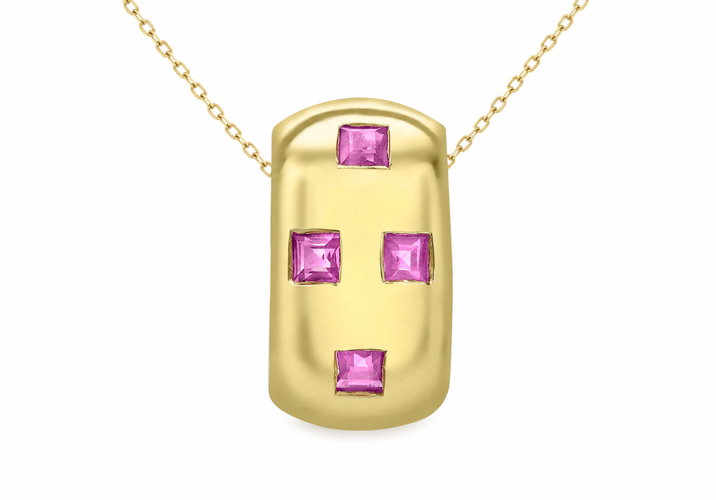 9ct Yellow Gold Quad Ruby Pendant