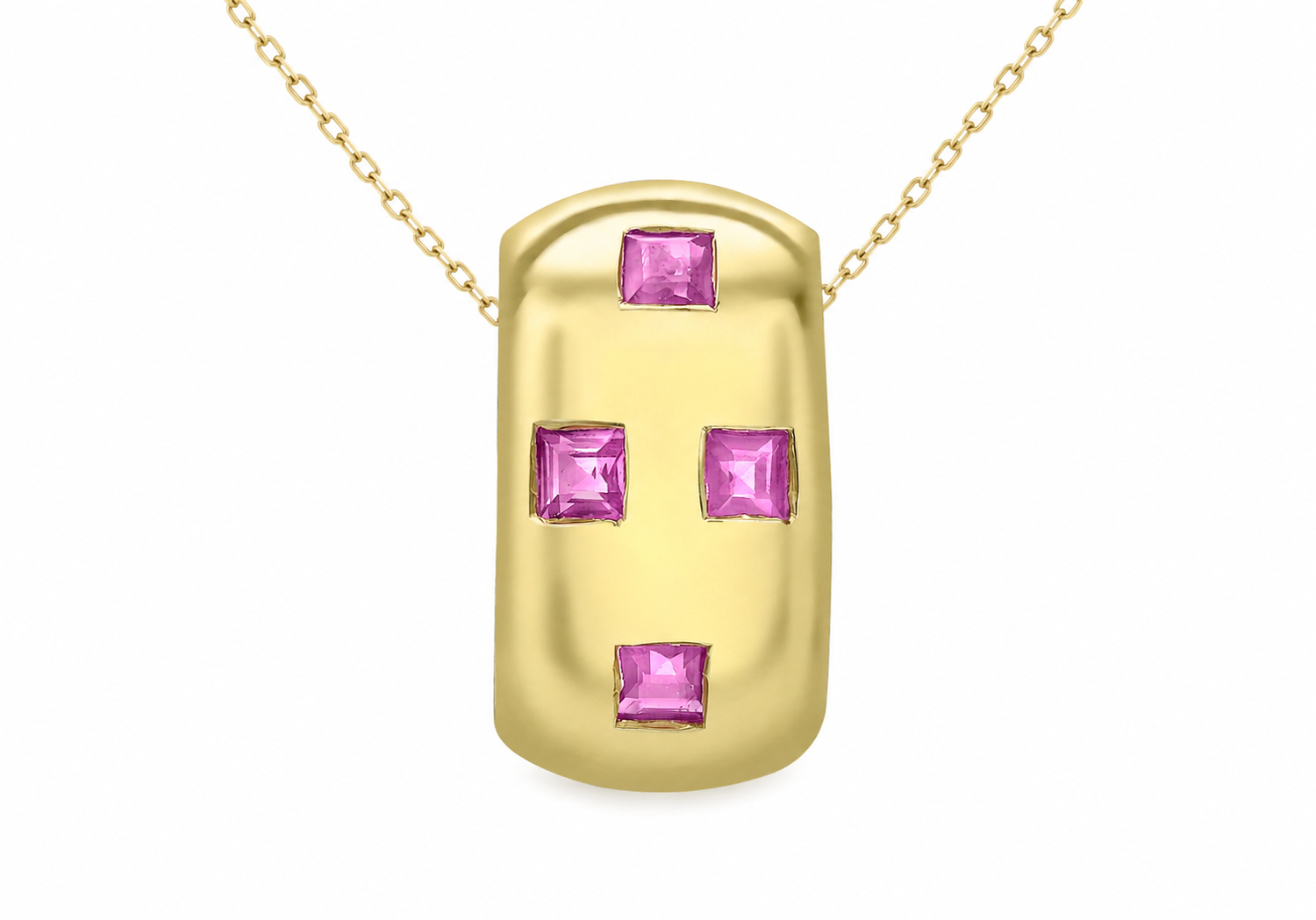 9ct Yellow Gold Quad Ruby Pendant