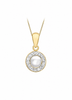 9ct Yellow Gold Freshwater Pearl & Crystal Halo Pendant