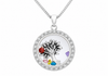 Sterling Silver Floating Multi-Coloured Zirconia Tree of Life Pendant