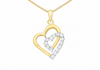 9ct Yellow Gold White Zirconia Interlocking Heart Pendant
