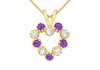 9ct Yellow Gold Purple & White Zirconia Open Heart Pendant