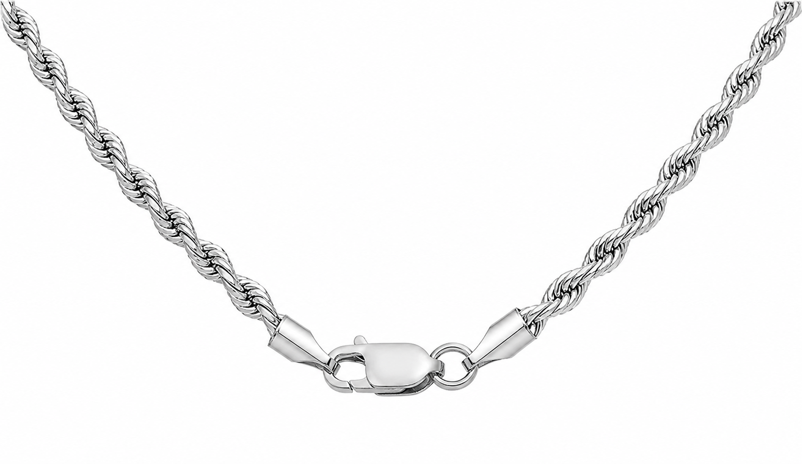 9ct White Gold 60 Diamond Cut Rope Chain