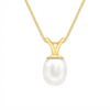 9ct Yellow Gold Oval Freshwater Pearl Drop Pendant