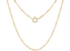 A yellow gold chain necklace featuring a flat, elongated oval link design and a central ring clasp, shown against a plain white background.