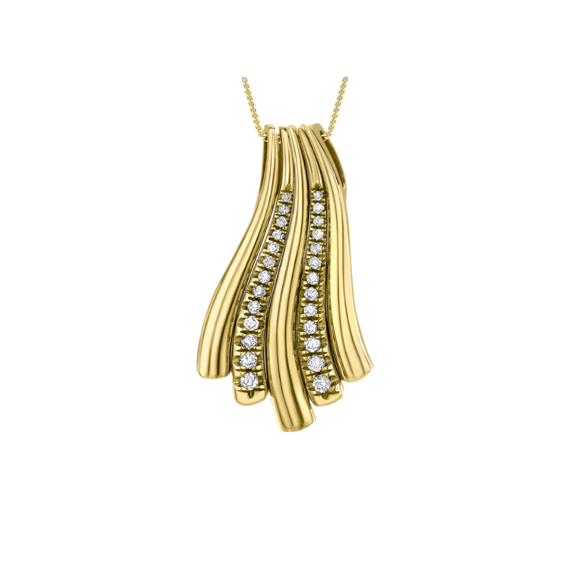 9ct Yellow Gold 0.20ct Diamond Wave Pendant