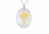Sterling Silver Etched Celtic Cross Detail Oval Locket
