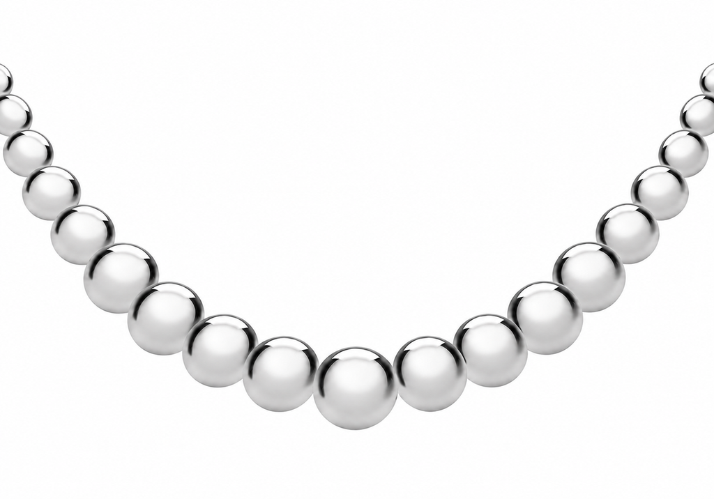 Sterling Silver Graduated Ball & Box Adjustable Slider Chain Necklace