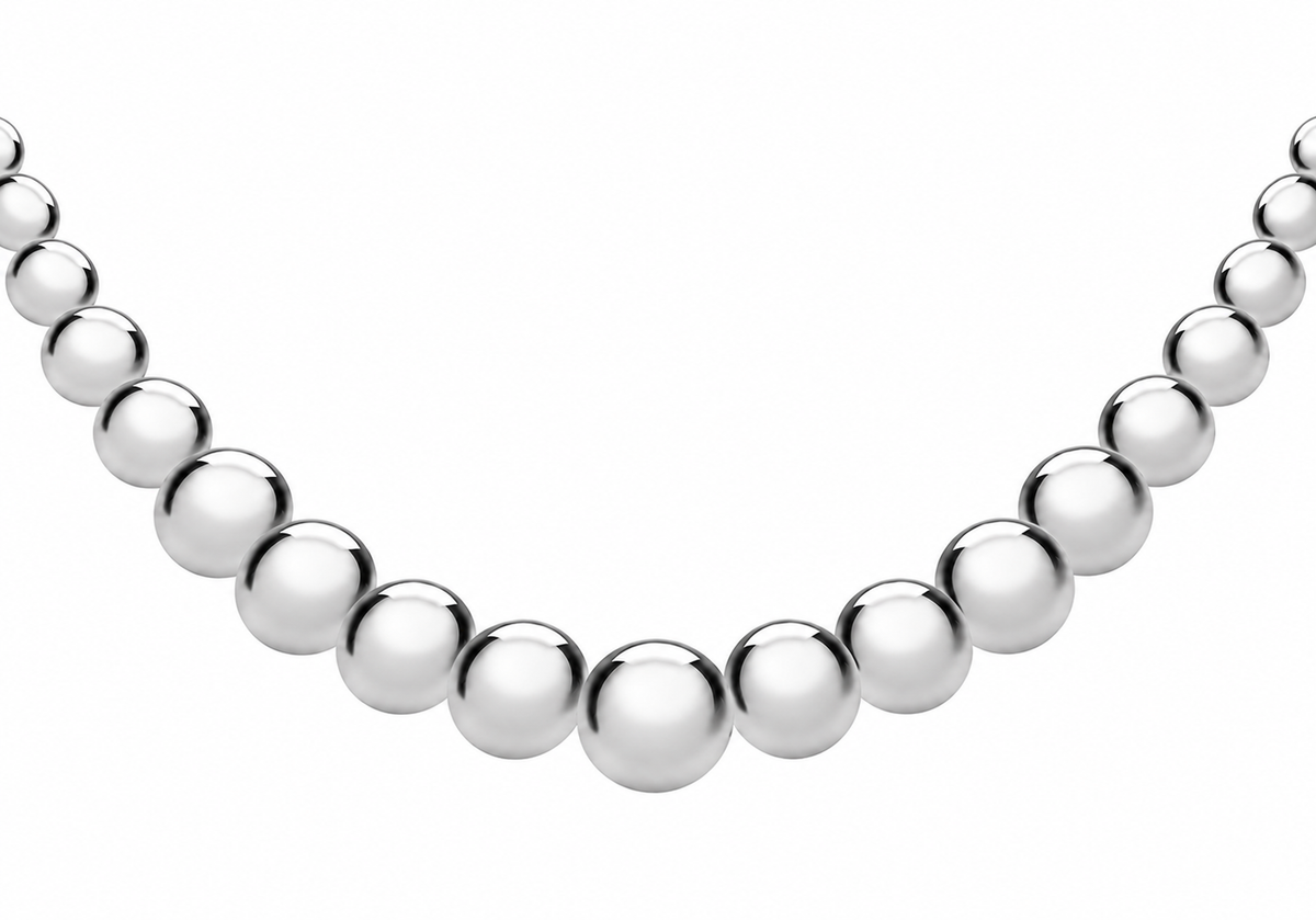 Sterling Silver Graduated Ball & Box Adjustable Slider Chain Necklace